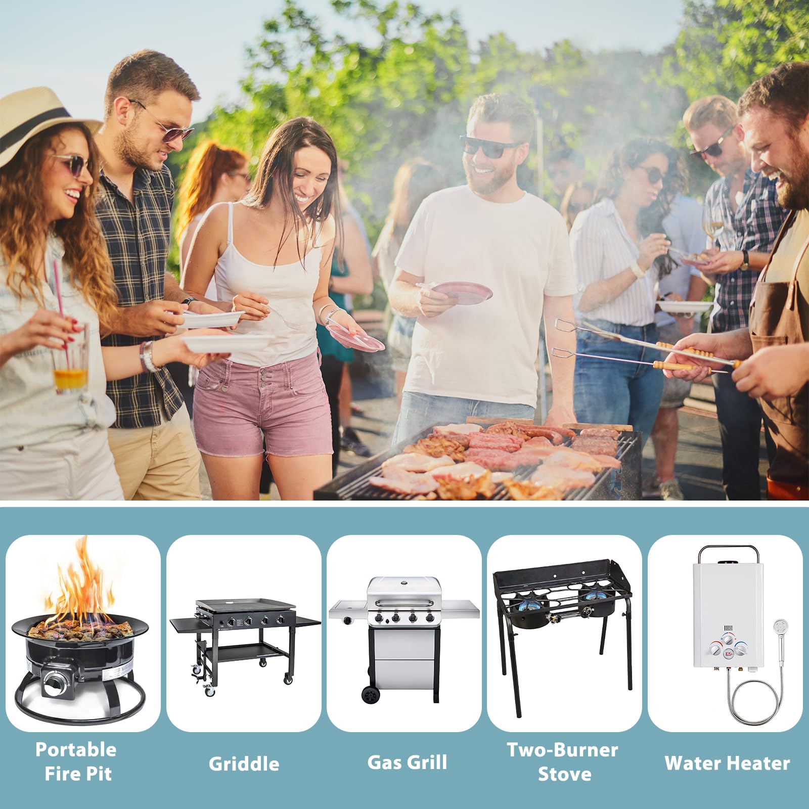 ShineStar hose connected to a portable grill for quick setup