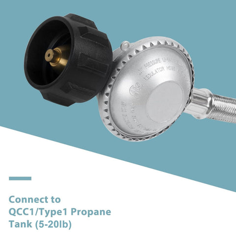 SHINESTAR regulator attached to propane tank for safe, steady gas flow.