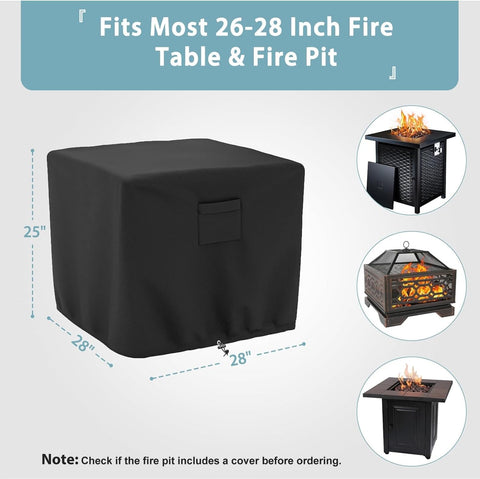 SHINESTAR square fire pit cover back view highlighting windproof fit during storms