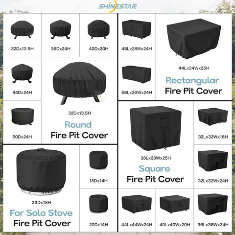 Shinestar waterproof and windproof fire pit cover for outdoor use.