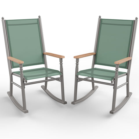 Shintenchi 2-pcs outdoor rocking chairs set in green for relaxing on patios and balconies