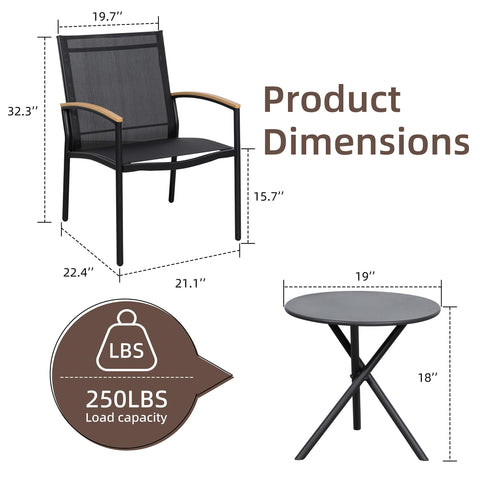 Shintenchi bistro set black finish complements modern balconies and porches