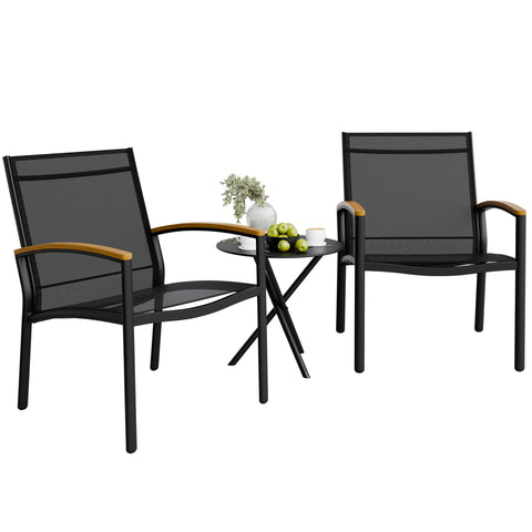Shintenchi bistro set rocker side view for relaxed outdoor chats