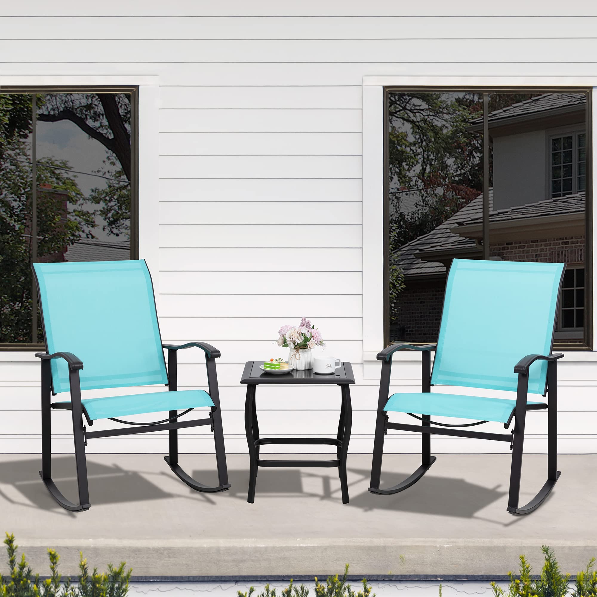 Shintenchi bistro table with glass top for drinks and snacks