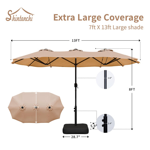 Shintenchi khaki canopy fabric delivers UV protection with fade resistance.
