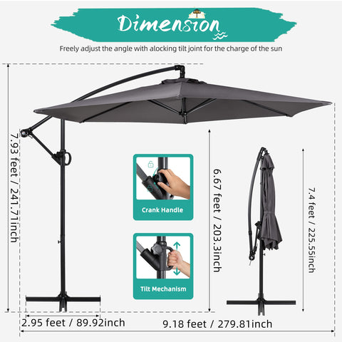 Shintenchi offset umbrella aluminum frame delivers durable, long-lasting use.