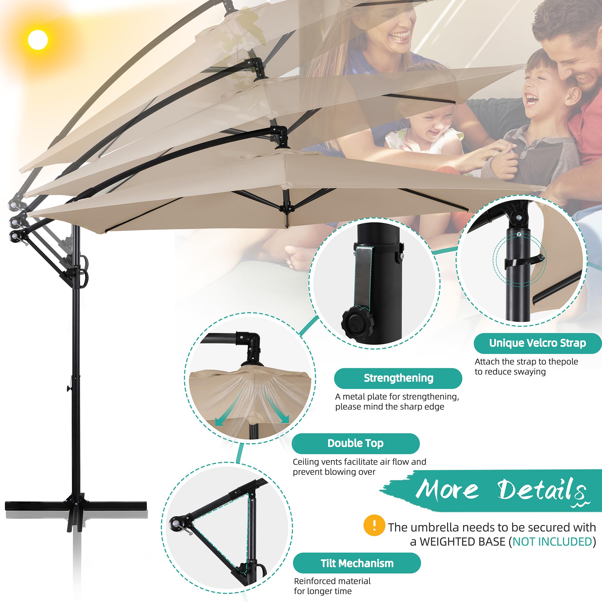 Shintenchi offset umbrella ceiling vent promotes airflow for comfort.
