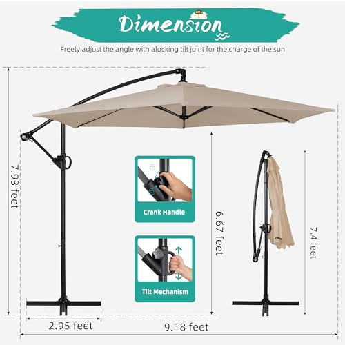 Shintenchi offset umbrella tilt allows customizable sun protection all day.