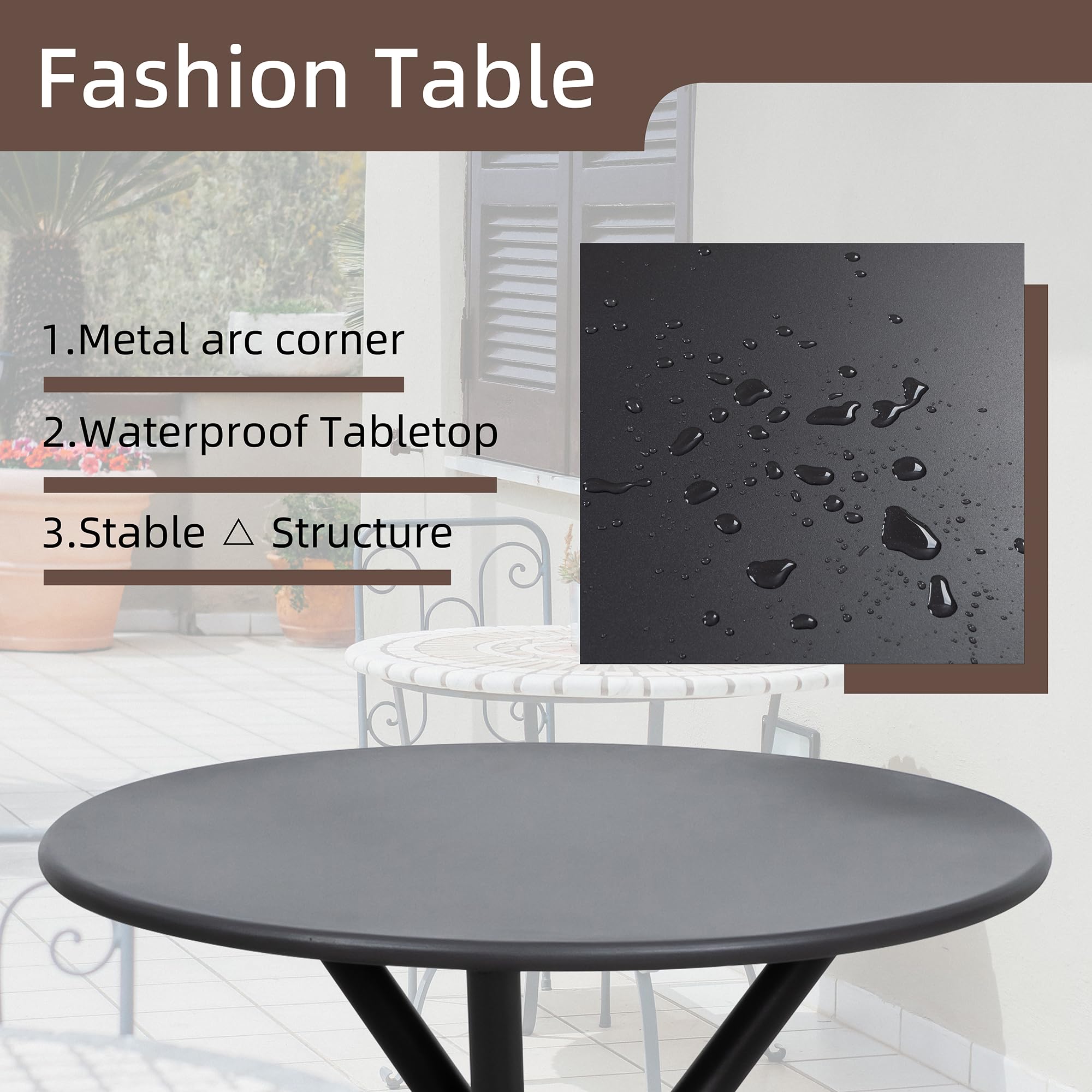 Shintenchi outdoor patio set in garden showcases versatile placement