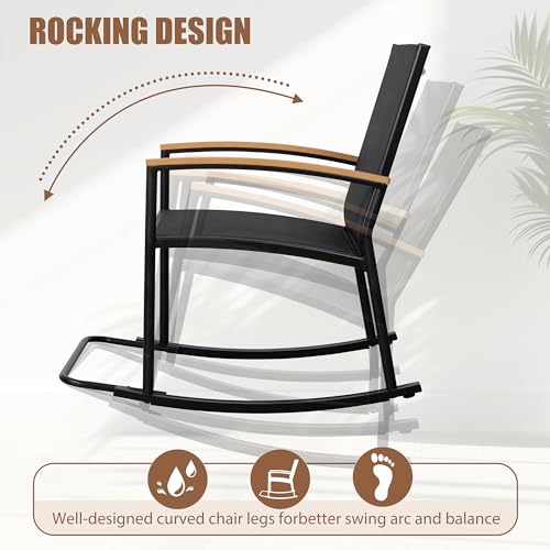 Shintenchi bistro set table in black with tempered glass offers easy cleaning and water-safe placement.