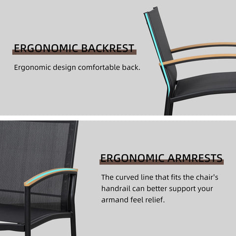 Shintenchi textilene chair closeup, breathable fabric stays cool in sun