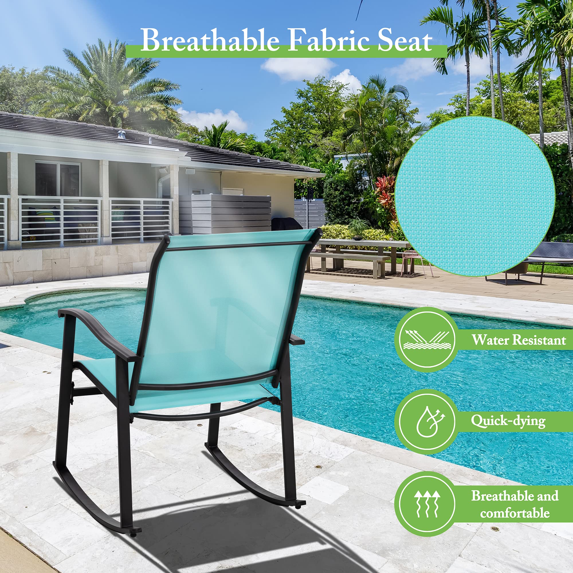 Shintenchi Textilene seat detail showing breathable fabric for comfort