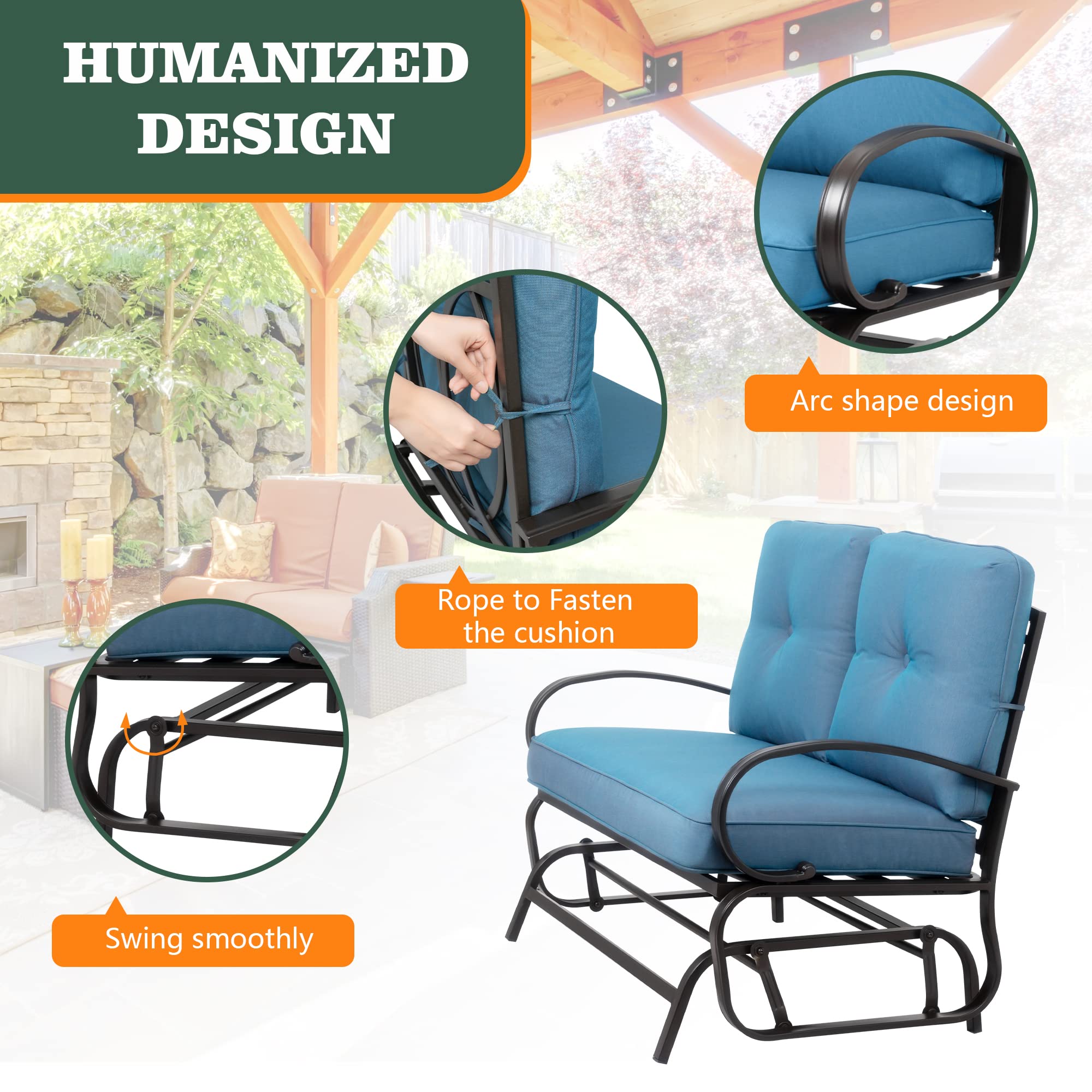 Shintenchi two-person seating glider bench ideal for porch or balcony