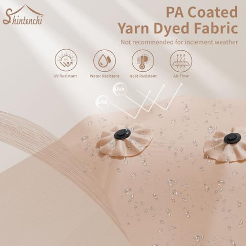 Shintenchi umbrella crank handle allows easy height and angle adjustment.