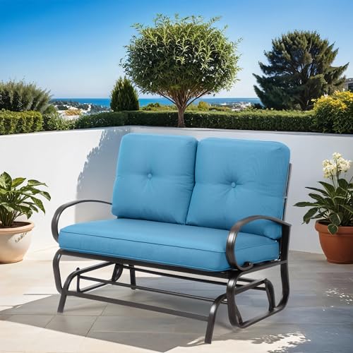 Shintenchi wrought iron patio furniture glider chair with sturdy steel frame