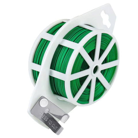 Shintop garden twist tie on green spool, ideal for long, flexible plant support.