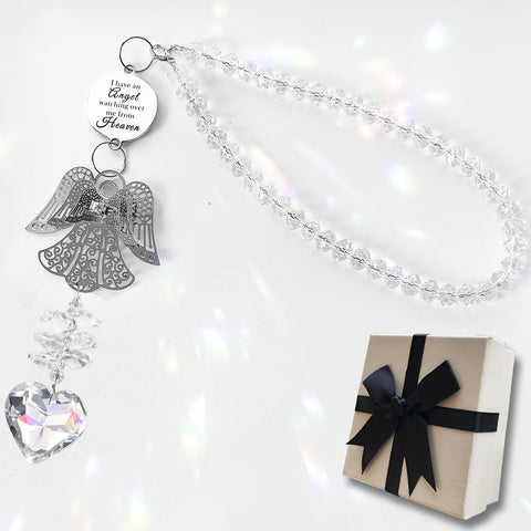 Shinyrize memorial suncatcher angel pendant brightens the car interior with comforting light