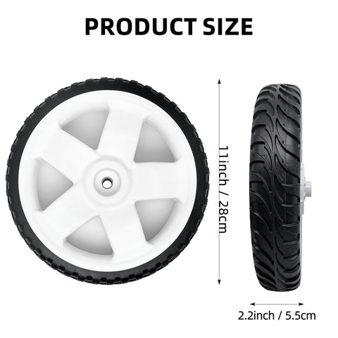 Shiosheng Toro 11-inch drive wheels back view, ready for easy replacement.
