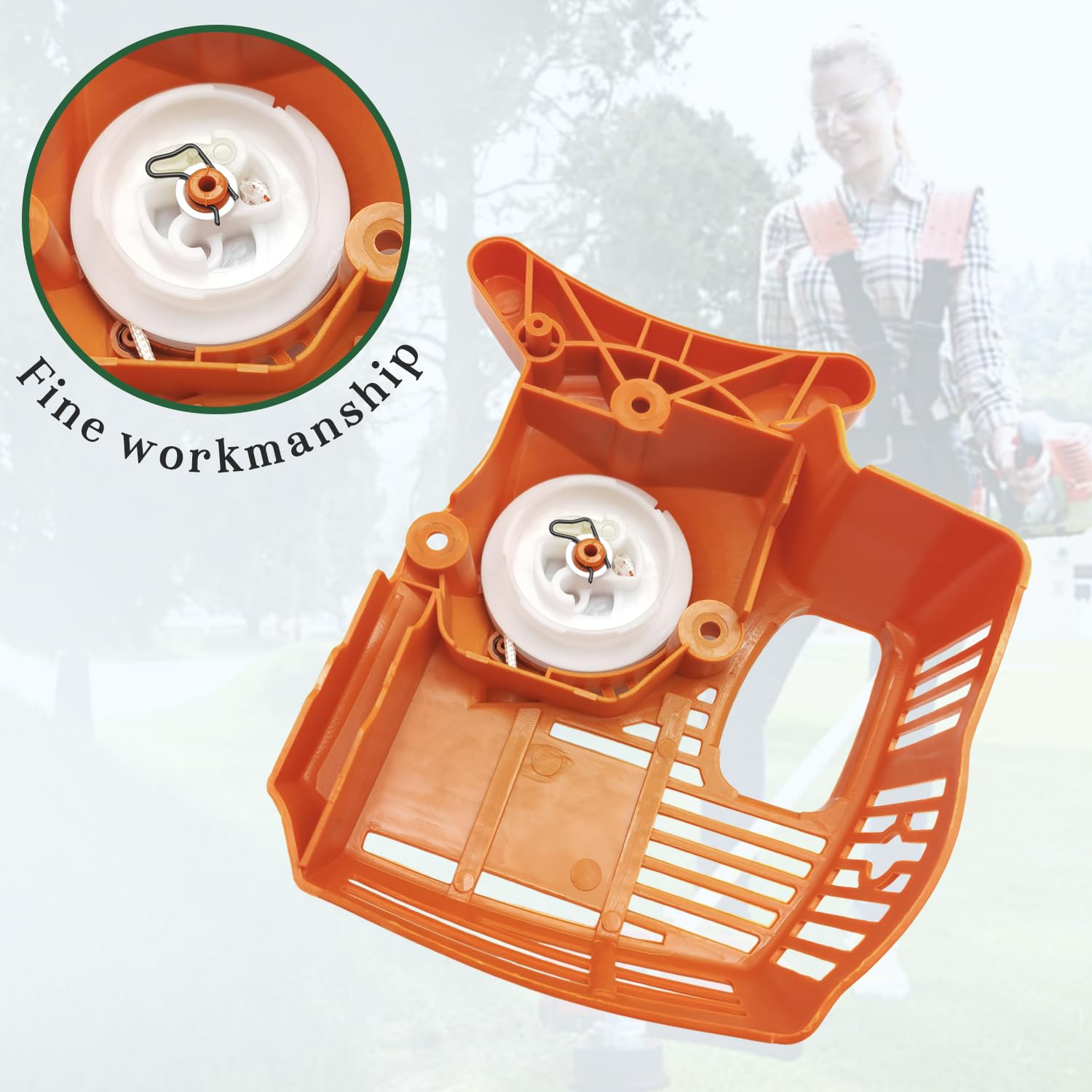 Shiosheng FC55 compatible recoil starter ready for quick garden tool repairs.