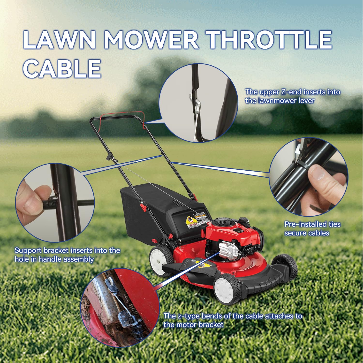 SHIQINHA cable with z-end bent for reliable routing across mower components.