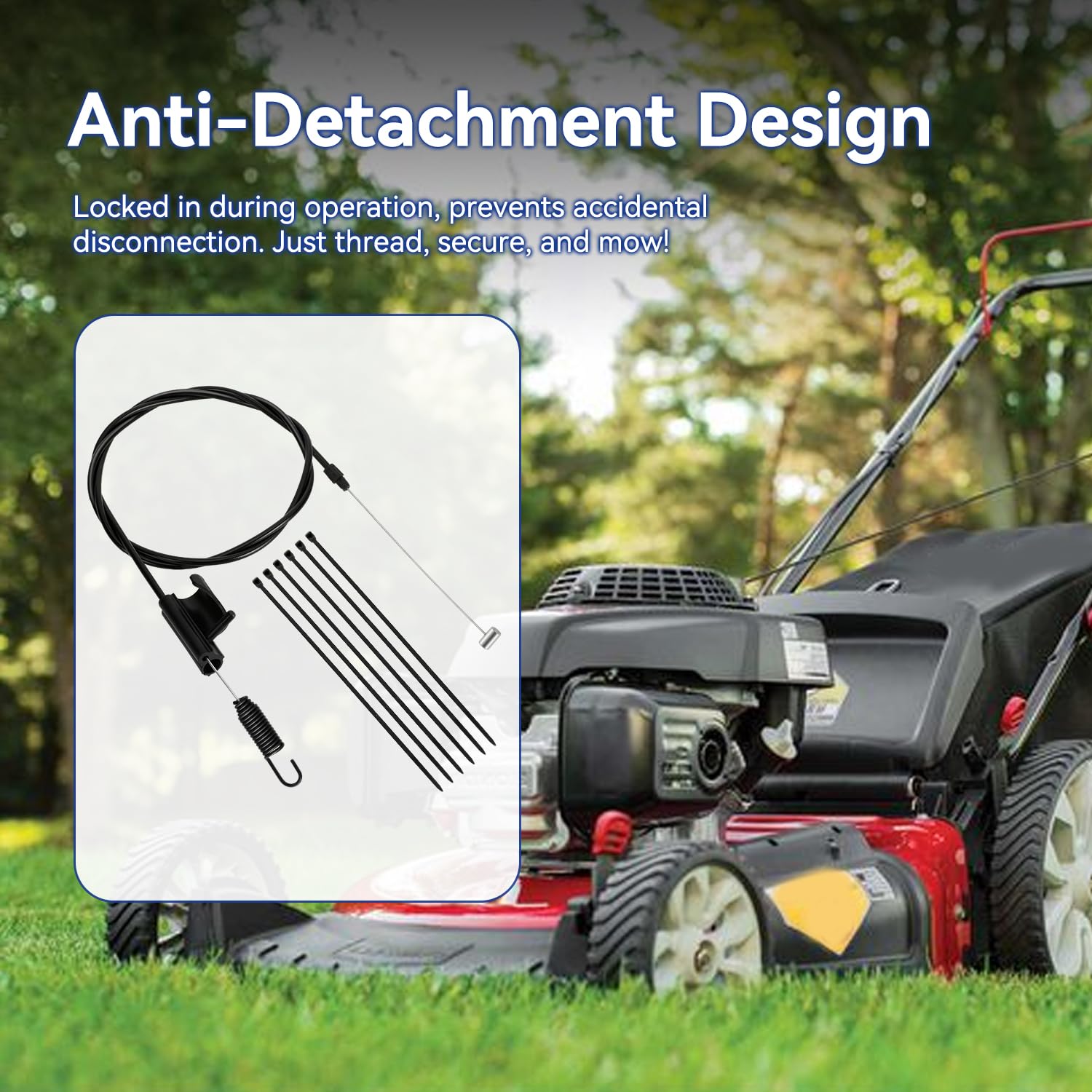 Mower in use with SHIQINHA drive cable installed for front-drive test