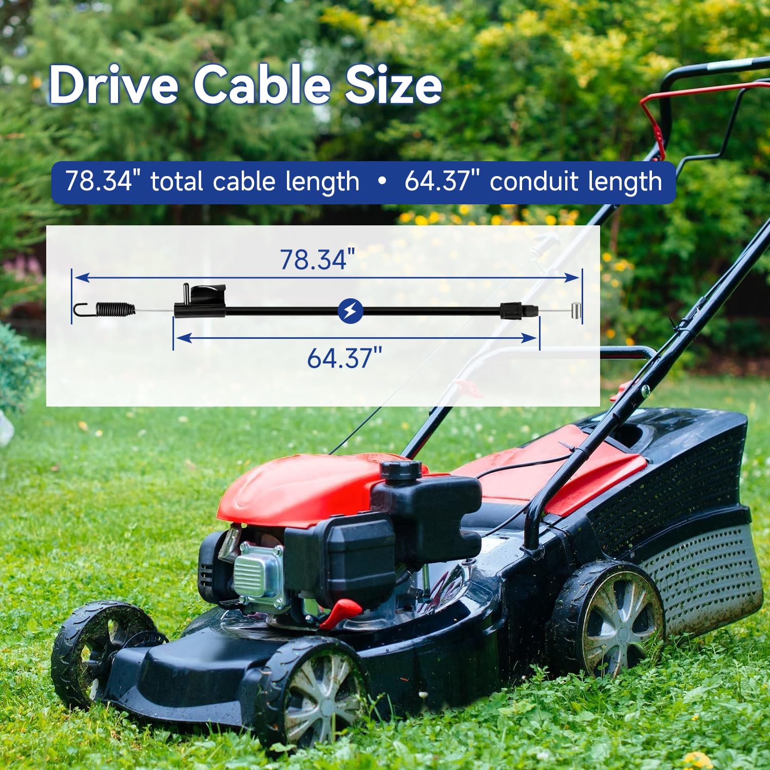 Close-up of secure mounting clip on SHIQINHA drive cable for mower reliability