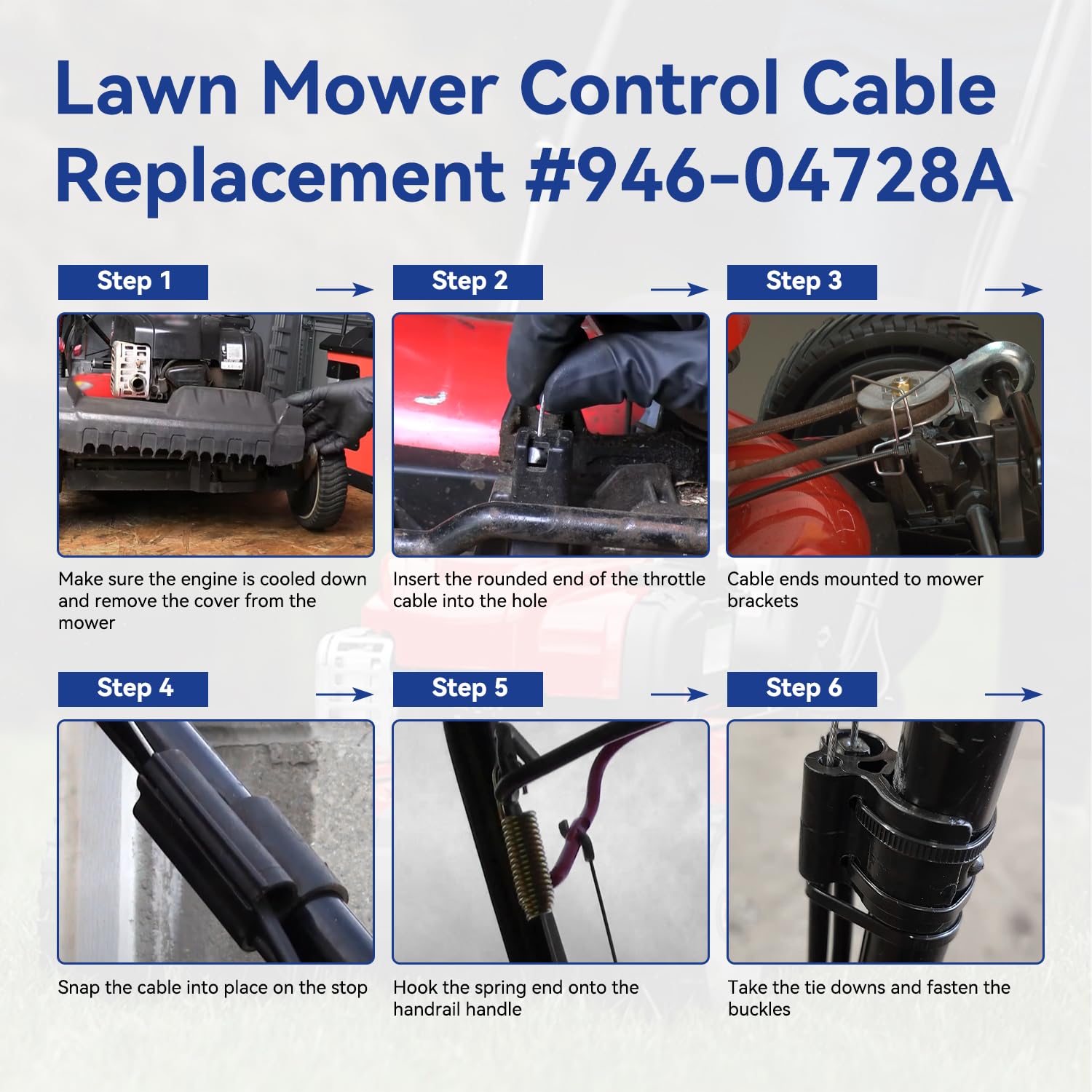 Mower being serviced with SHIQINHA drive cable during installation