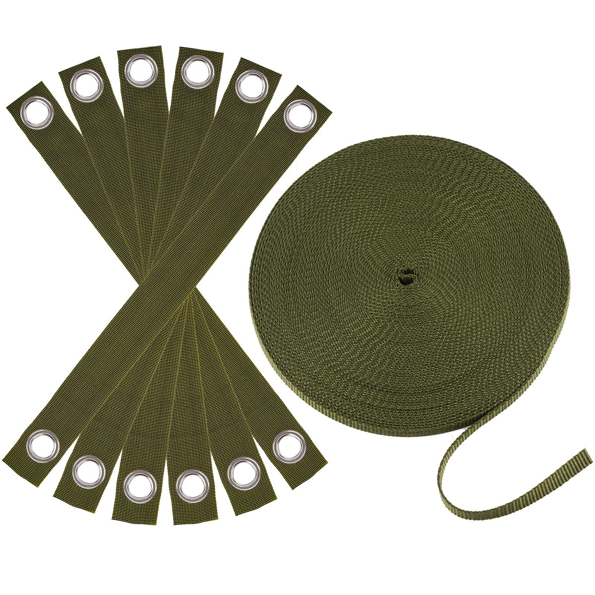 Shitailu tree-stake-kit-6-straps in green supports tall young trees for straight growth.