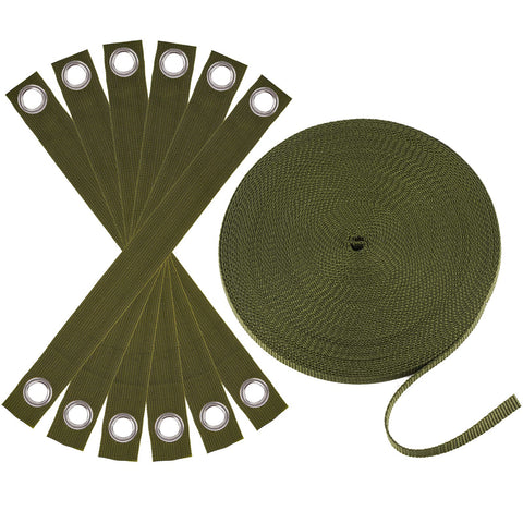 Shitailu tree-stake-kit-6-straps in green supports tall young trees for straight growth.