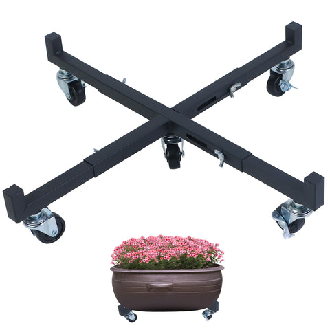 Shitailu heavy-duty plant stand with wheels, side view, easy relocation for large pots.