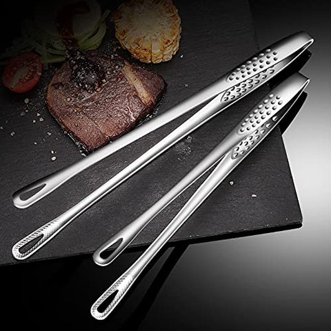 Shiyueshiri BBQ tongs non-slip grip, prevents slips during turning.