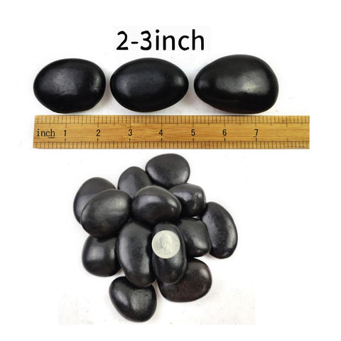 SHIZWU polished black pebbles add a refined finish to landscapes and containers