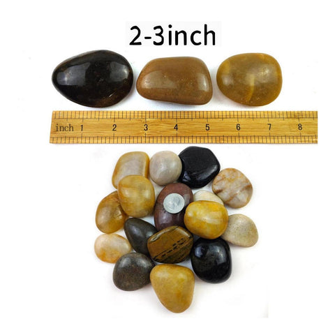 SHIZWU polished river rocks show natural color for vases and planters.