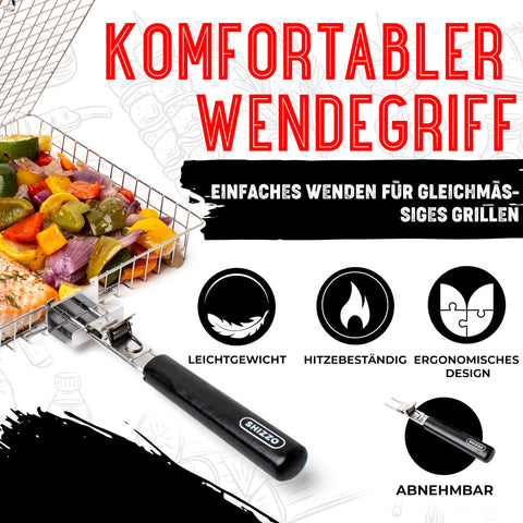 SHIZZO deep-tray grilling captures juices for even cooking.