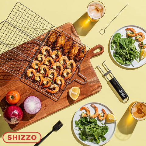 SHIZZO outdoor camping grilling set in action for versatile cooking