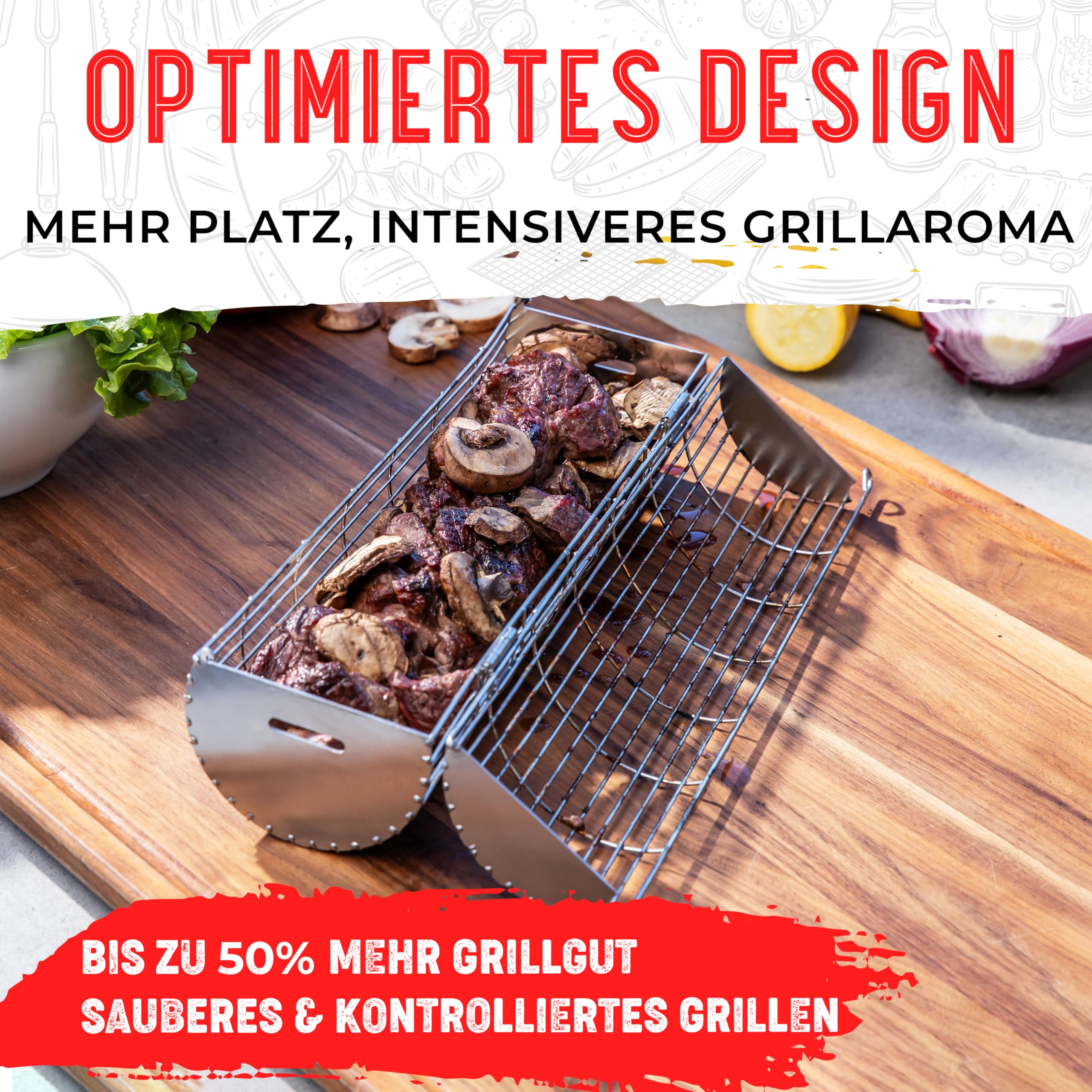 Durable stainless steel construction resists rust during outdoor grilling