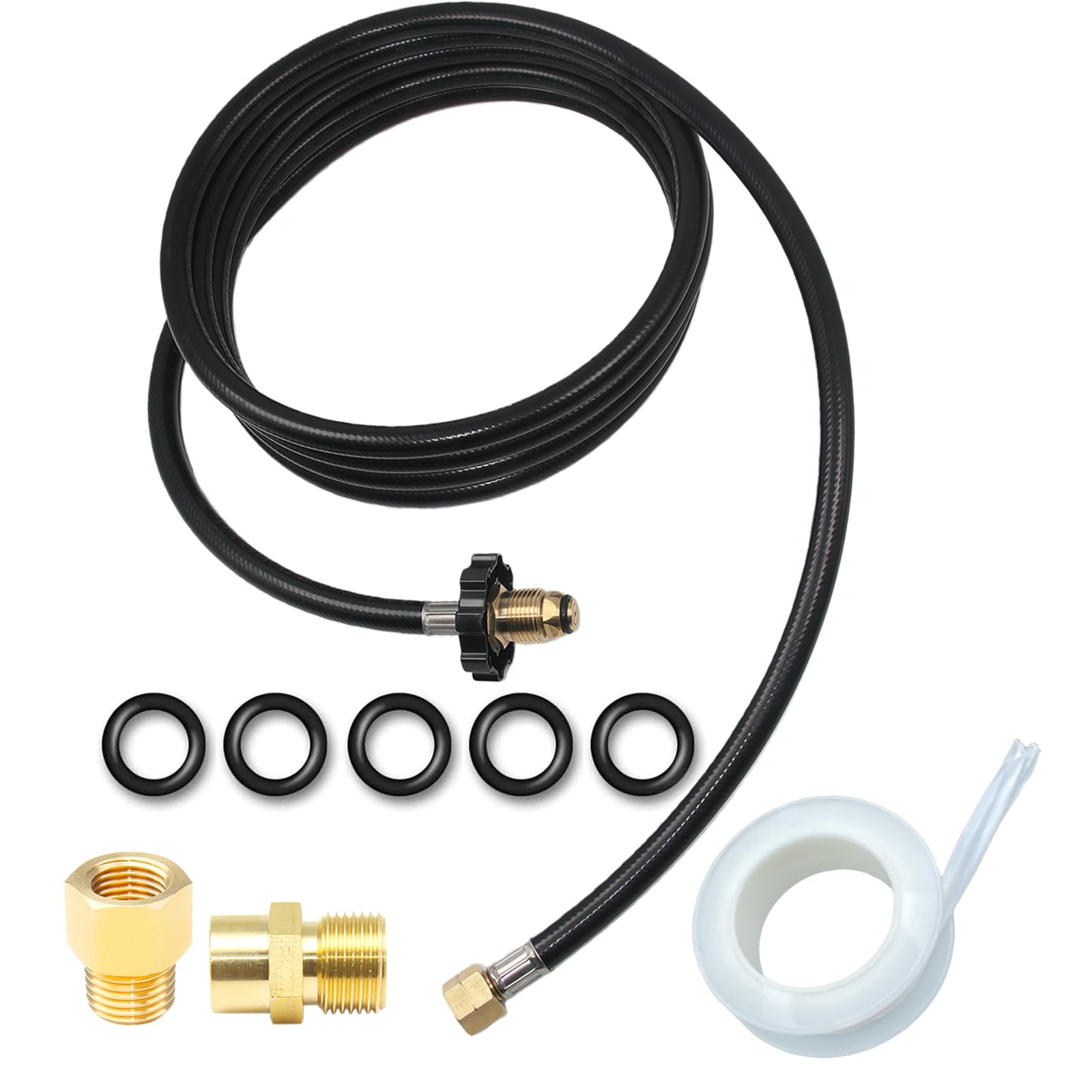 SHJDHX 12ft hose with left-hand thread for reliable weed torch connections.