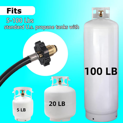 SHJDHX propane tank connection showing POL male fittings for reliable setup.