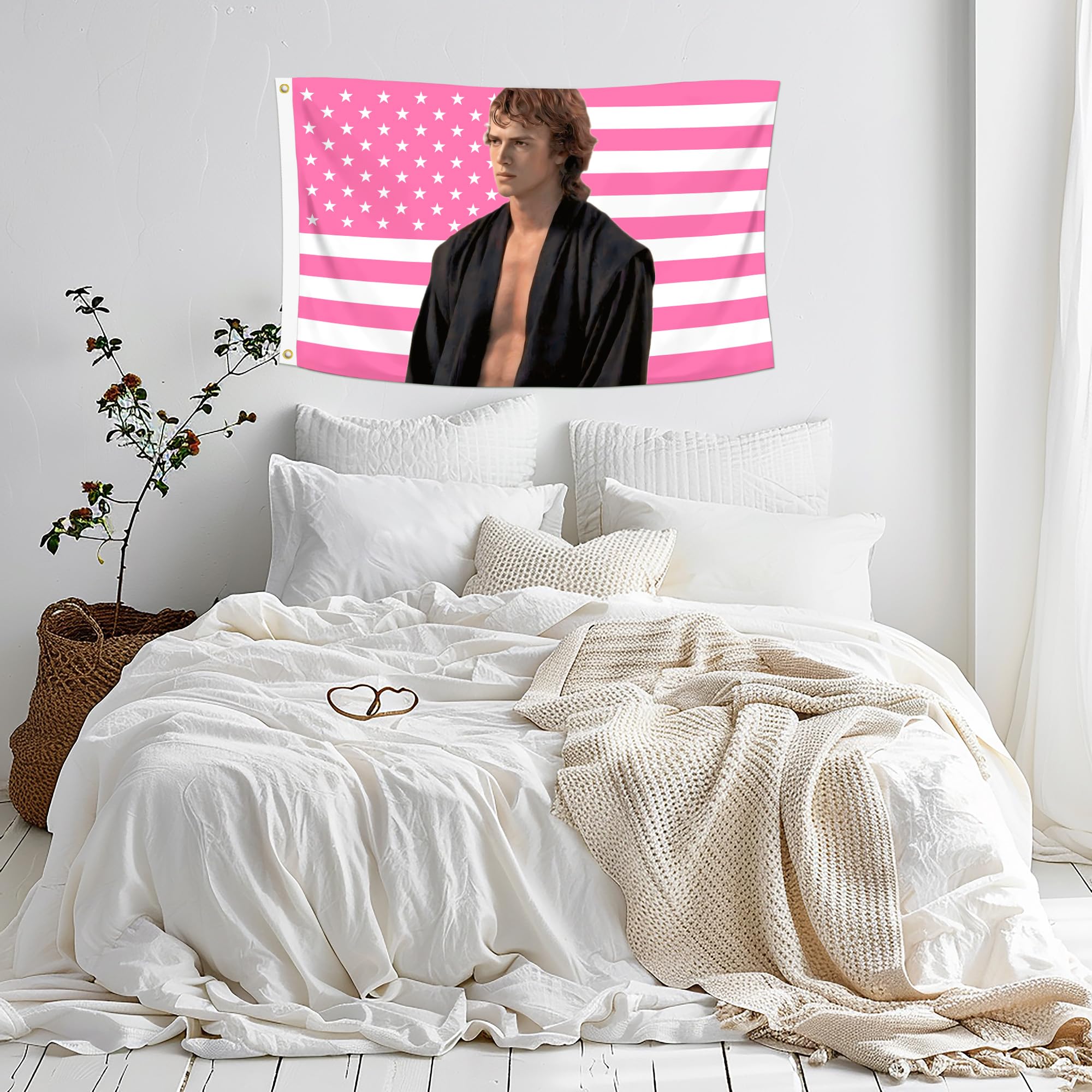 Canvas header and grommets provide sturdy hanging for Shmbada Hayden flag.