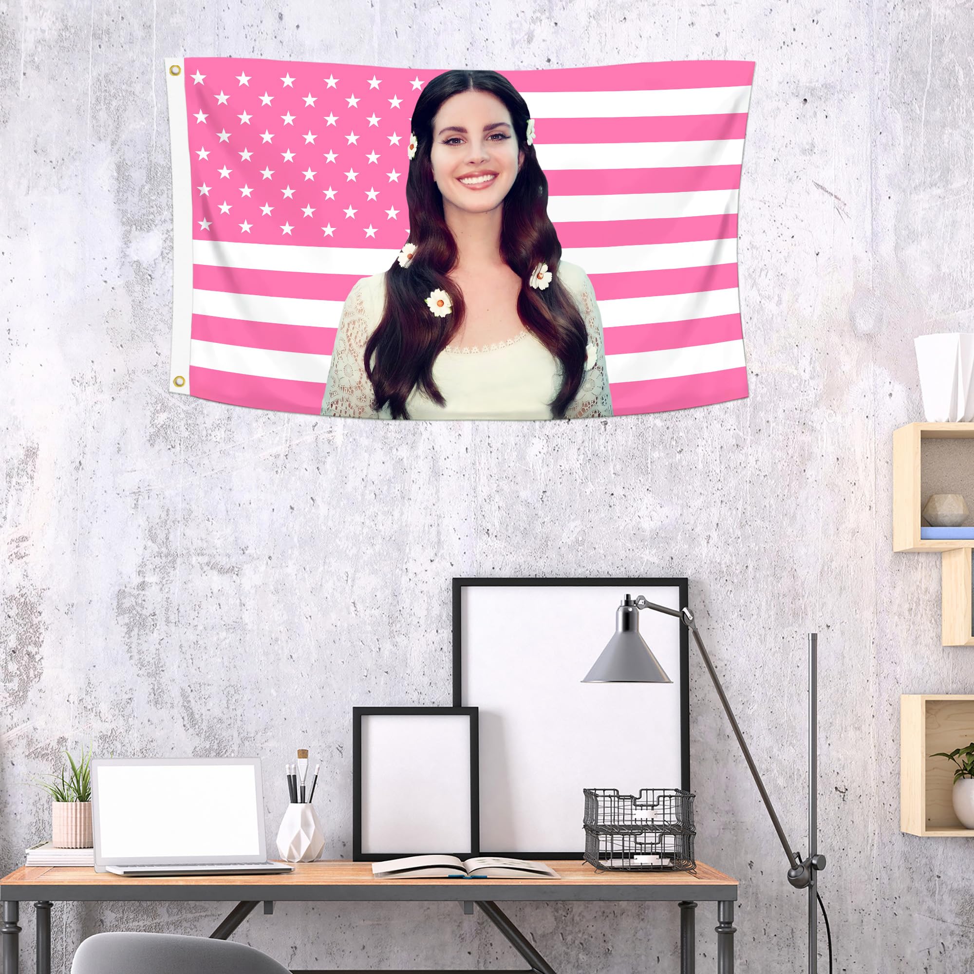 Shmbada LanaDel flag double stitched edge shows a sturdy build for lasting display.
