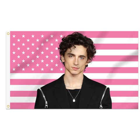 Shmbada TimotheeChalamet flag edge stitching for durable indoor display.