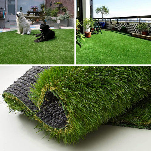 SHNOSU artificial grass rug 4x6ft patio shows lifelike texture for year-round greenery.