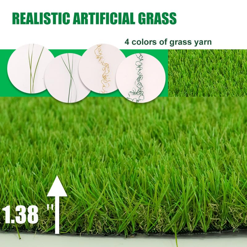 SHNOSU artificial grass rug pool-deck area offers slip-resistant comfort and dry surfaces.