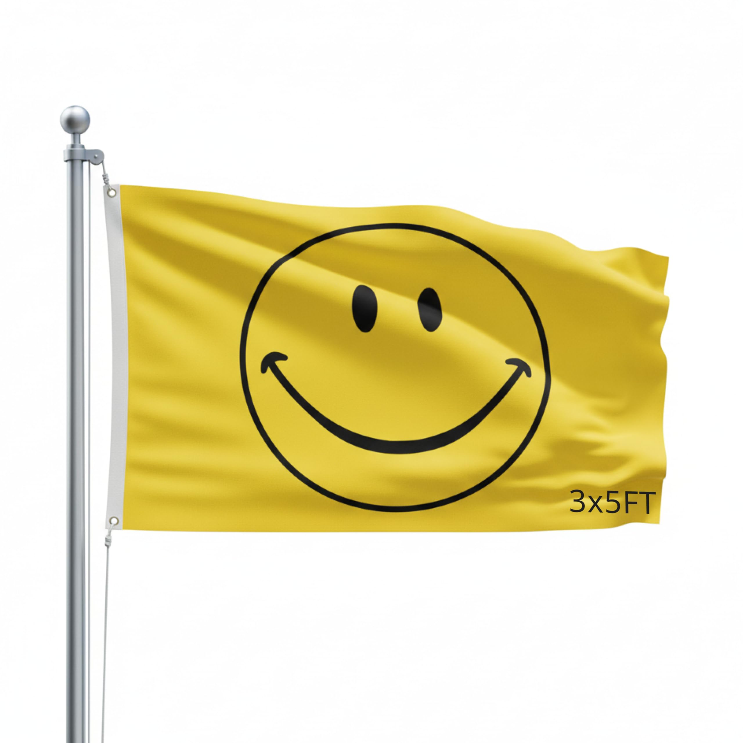 Shoe String King Smiley Face Flag 3x5, weather-ready for outdoor display