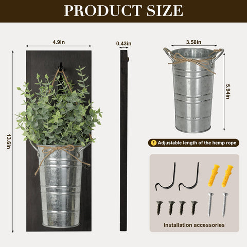 SHOHAYTO vertical-pocket-vases closeup: lightweight pine wood with lush artificial eucalyptus.