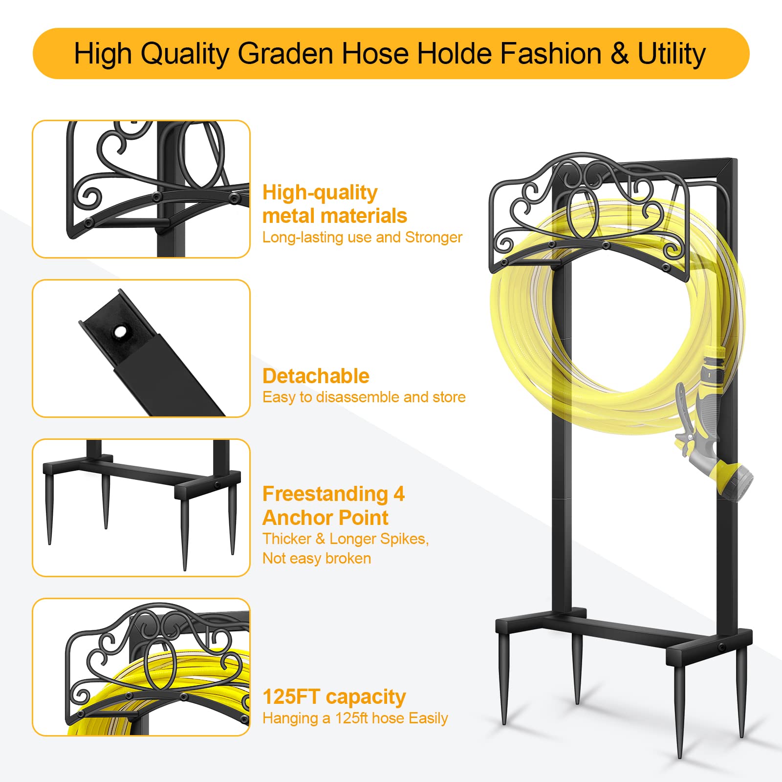 Shomextol curved basket guides hose for quick, tangle-free access.