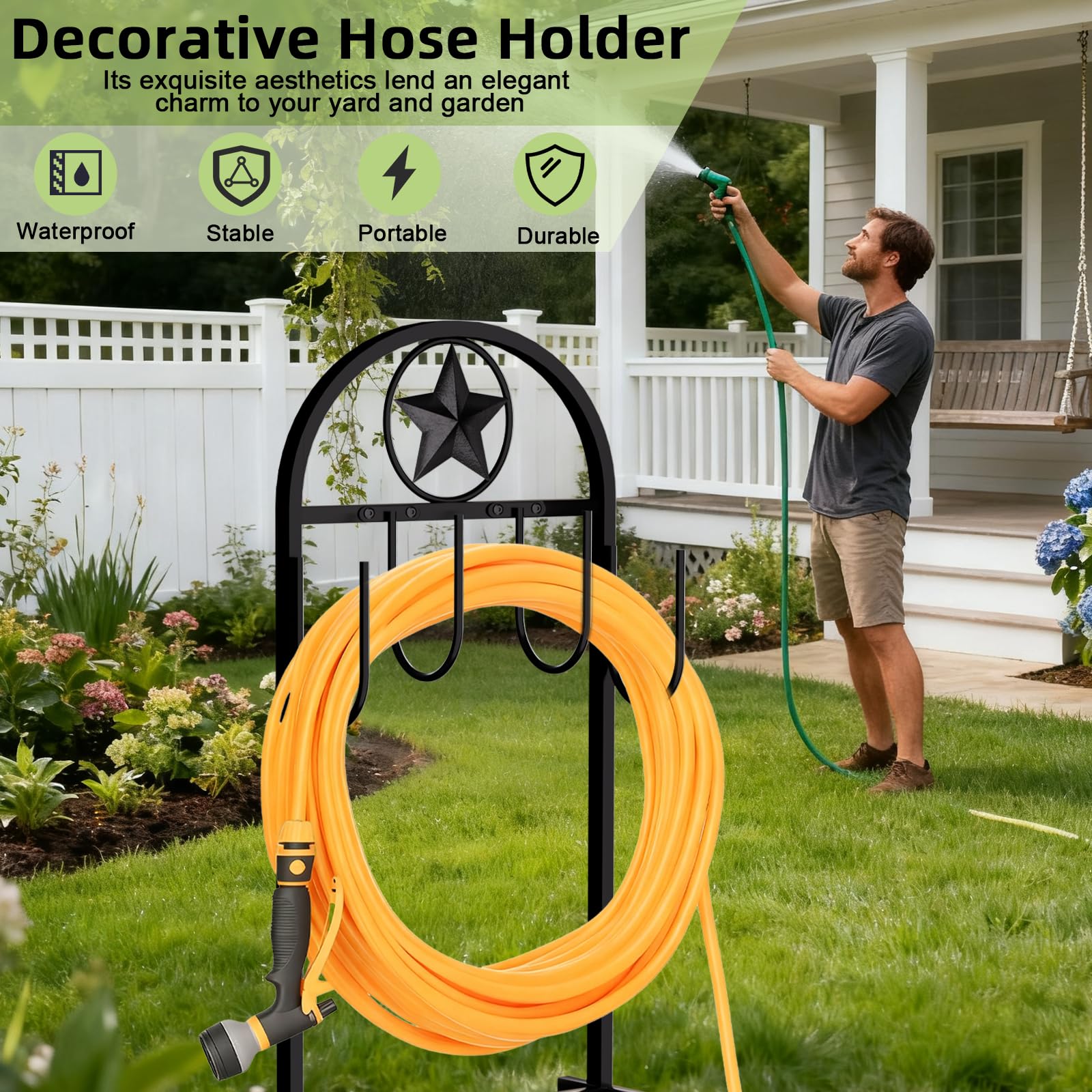 Shomextol easy-assembly hose holder enables quick setup and flexible placement.