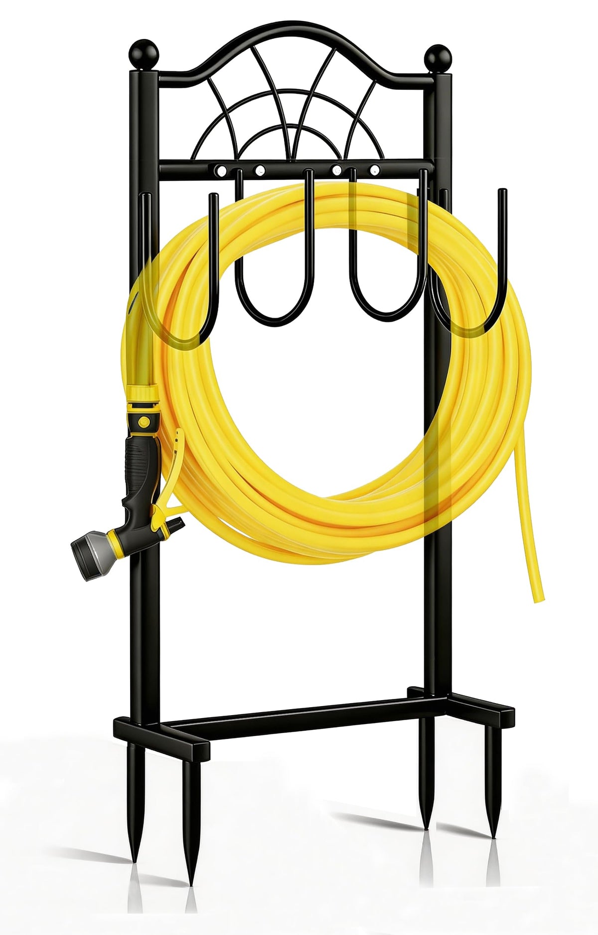 Shomextol garden hose holder with four-prong structure supports heavy hoses