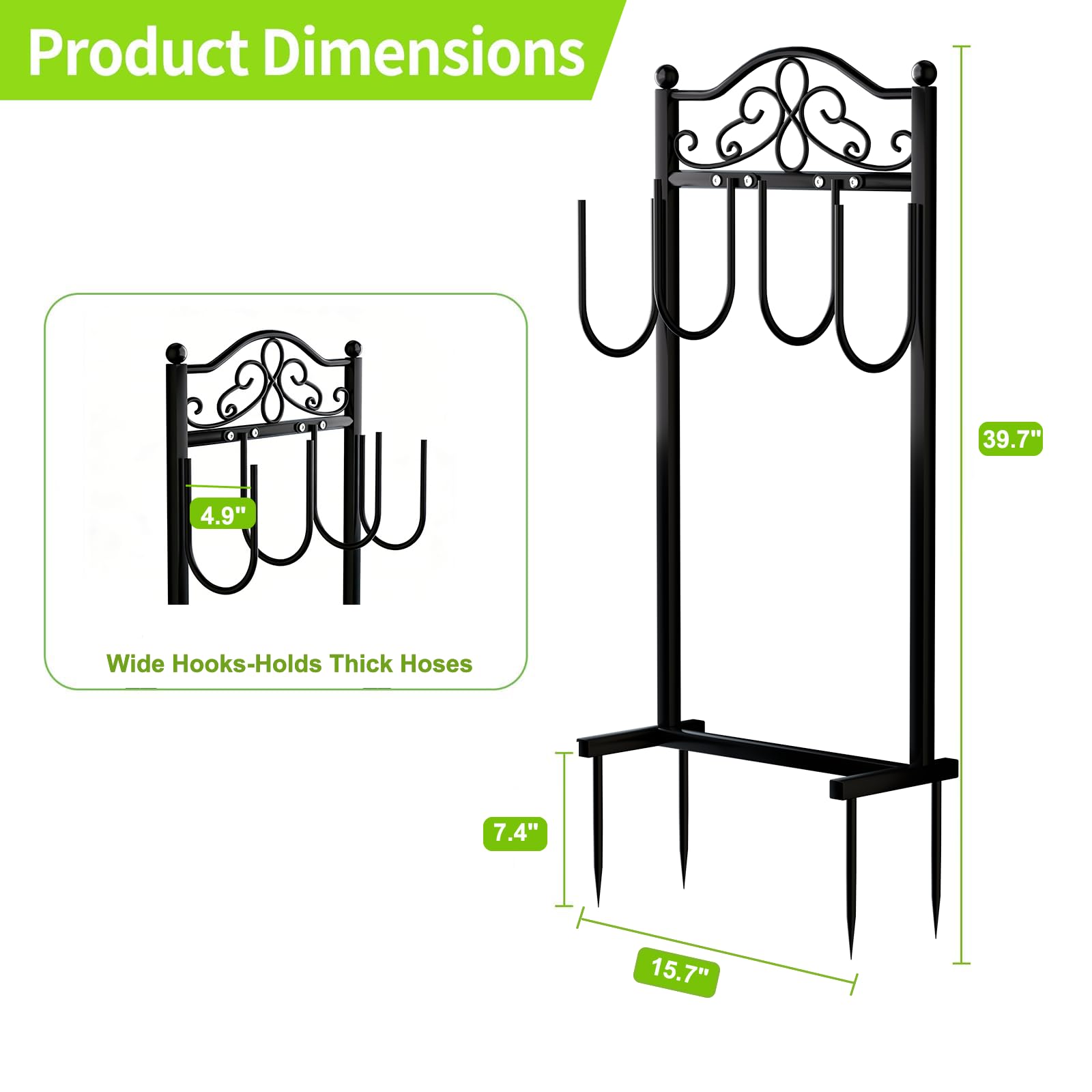 Shomextol hose holder four-spikes detail highlighting robust frame construction