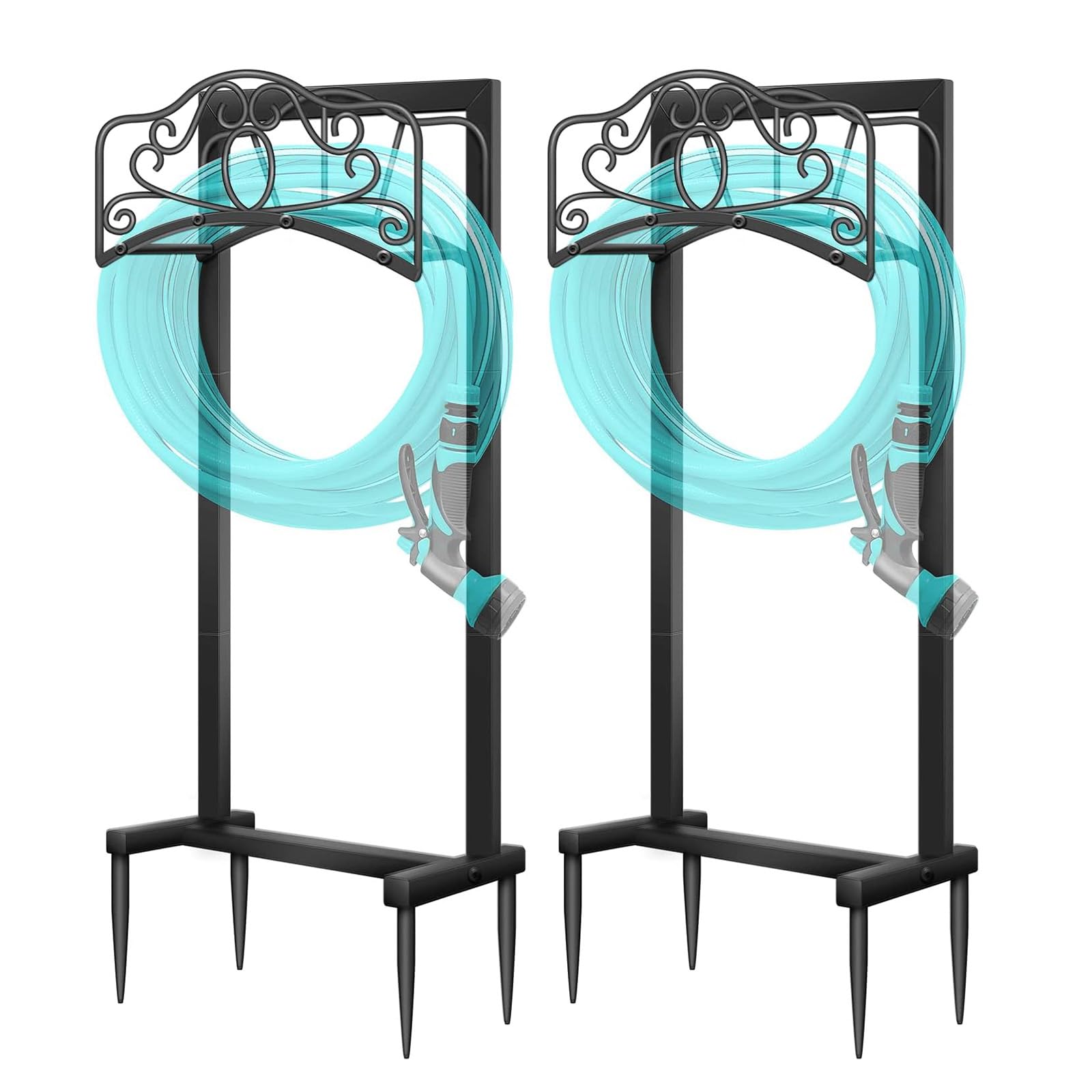 Shomextol two-pack butterfly hose holder front view for sleek garden organization.